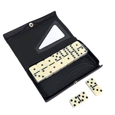 Imagem de Dominó Profissional Osso Estojo 28 Peças Grosso Jogo Branco