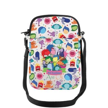 Imagem de TOBGBE Presentes inspirados no filme emocional All Feelings Are Ok Bolsa Crossbdoy All Feels Face Personagem Bolsa de ombro com alça, All Feelings Are Ok Mini Cb