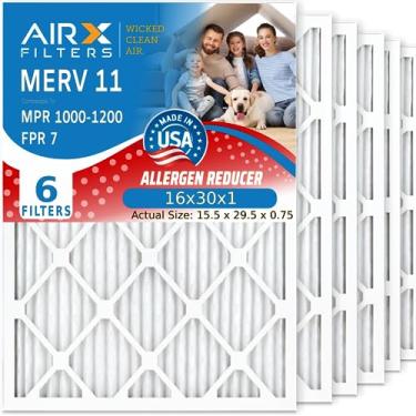 Imagem de AIRx Filters Filtro de ar WICKED CLEAN AIR 16 x 30 x 1 MERV 11 filtro de forno eletrostático plissado HVAC AC pacote com 6