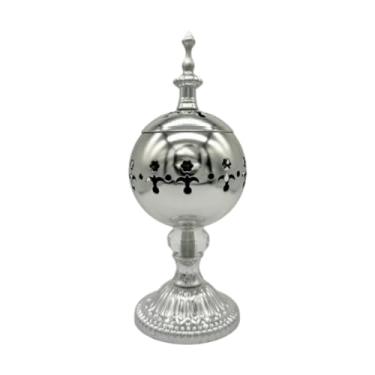 Imagem de Wswqop Queimador de incenso elétrico de mesa, suporte para queimador árabe de olíbano elétrico para meditação e ioga, Prata