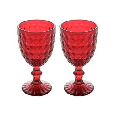 Imagem de Jogo 2 Taça de Vidro Água Suco Roman Vermelho Wolff 345ml