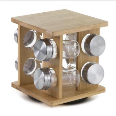 Imagem de Porta Condimentos 8 Peças Base Giratória De Bambu Mimo