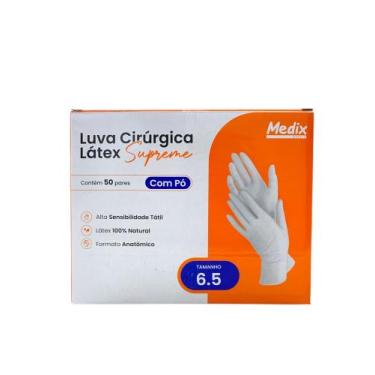 Imagem de Luva Cirúrgica de Látex 6.5, Com Pó Medix - 50 Pares