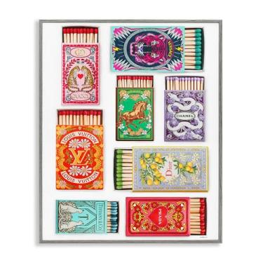 Imagem de Stupell Industries Iconic Fashion Brands Matchboxes Cinza Emoldurado Giclee Art Design por Amanda Greenwood, 28 x 35