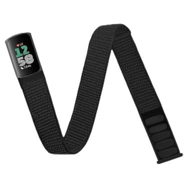 Imagem de Chinber Pulseira esportiva de nylon compatível com Fitbit Charge 6/5, pulseira de braço trançada de nylon elástico para mulheres e homens