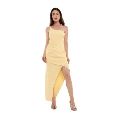 Imagem de vestido social manga nula com fenda ves-0024 - HBD, Amarelo, G