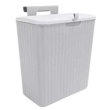 Imagem de Lixeira de porta de armário, lixeira montada na parede de 9L para cozinha e banheiro (cinza)