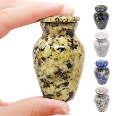 Imagem de KC KATIE COLLECTION BY URNSELLER Pequena Urna de Cremação de Lembrança para Cinzas Humanas Alumínio com Acabamento Em Mármore, Mini Urna Funerária Pessoal de Compartilhamento de Me(Miniatura, Amarelo)
