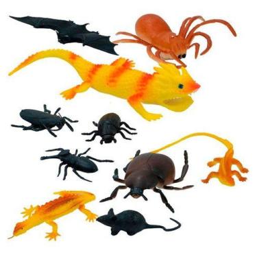 Imagem de 10 Insetos Brinquedo Pegadinha Susto Rato Morcego Aranha - NoBrand