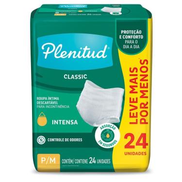 Imagem de Roupa Íntima Plenitud Classic Intensa Tamanho P/M 24 Unidades Leve Mais Por Menos