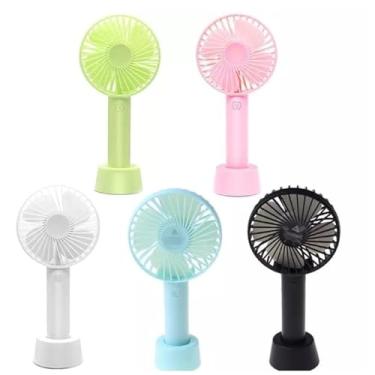 Imagem de Ventilador Portátil Mini De Mão Mesa Recarregavel Usb Led com cabo (G-cor aleatoria)