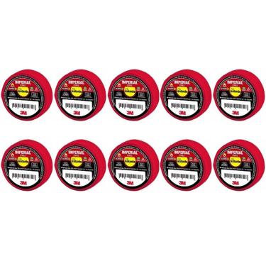 Imagem de Kit 10 Fita Isolante 3M Imperial 18MM X 20M Vermelha