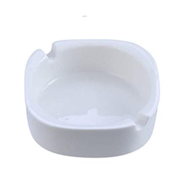 Imagem de LICONG-2019 Cinzeiro para fumantes cinzeiro quadrado de cerâmica comercial hotel bar cinzeiro branco simples cinza doméstico quarto sala de estar cozinha cigarro cinzeiro de mesa (pequeno)