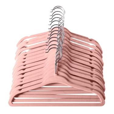 Imagem de Kit 50 Cabide Infantil Veludo Slim Antideslizante Ultra Fino(Rosa - Largura 33cm)