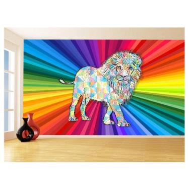 Imagem de Papel De Parede Animais Pop Art Leão Rei Selva 3,5M Pxa40 - Você Decor