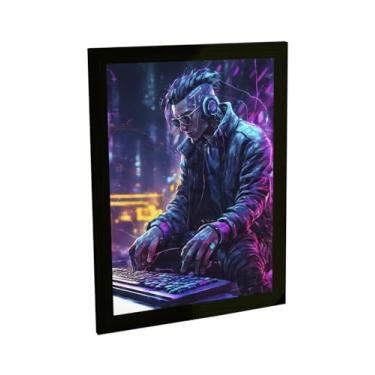 Imagem de Quadro Decorativo Hacker Retro Futurista Cyberpunk Decoração Poster Quarto Sala