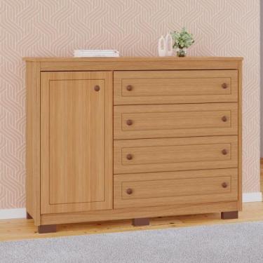 Imagem de Cômoda Americana 100% MDF Tuboarte 1 Porta 4 Gavetas, Freijó