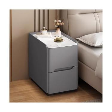 Imagem de Mesa De Cabeceira Moderna Com Espaço De Armazenamento, Mesa De Cabeceira Estreita De Madeira Maciça Com Gavetas Para Dormitório E Áreas Pequenas(Gray,11x15x19in)
