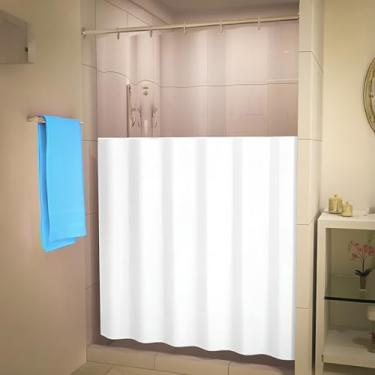 Imagem de Cortina de Box para Banheiro PVC com Visor, 138x198cm, Branco