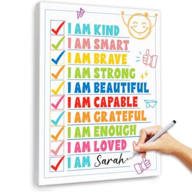 Imagem de YEOION i am arte de parede para decoração de parede de escritório, citações positivas, decoração de parede para sala de aula e escola