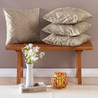 Imagem de Kit 4 Almofadas Cheias Para Sofá 45x45cm Katarine Micro Percal 300 Fio