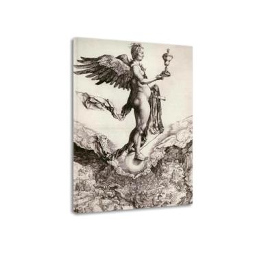 Imagem de Arte de parede famosa, reproduções de pintura a óleo "Nemesis or The Good Fortune", pôster de arte de parede grande moderna em tela, decoração clássica de impressão em tela 60 x 90 cm emoldurada