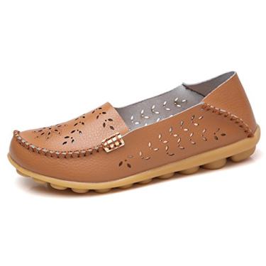 Imagem de VenusCelia Mocassim Feminino Natural Respirável, Tan, 19.5