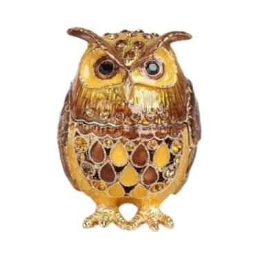 Imagem de Vaveren Caixa de joias esmaltada, porta-joias, enfeite decorativo, organizador de armazenamento para pingentes, brincos, presente para namorada, Marrom