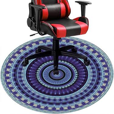 Imagem de Tapete de cadeira de mesa mandala, textura estilo mandala, tapete de cadeira de mesa para piso de madeira de escritório em casa, protetor de piso de pilha baixa, redondo 119 cm