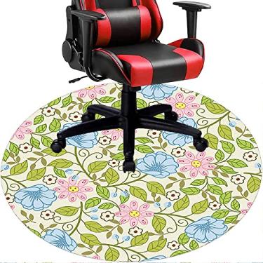 Imagem de Tapete de cadeira de escritório com flores, textura de flor, tapete de cadeira de mesa para piso de madeira de escritório doméstico, protetor de piso de pilha baixa multiuso, redondo, 99 cm