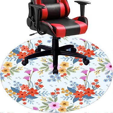 Imagem de Tapete de cadeira de escritório com flores, textura de flor, tapete de cadeira de mesa para piso de madeira de escritório em casa, protetor de piso de pilha baixa, redondo 78,7 cm