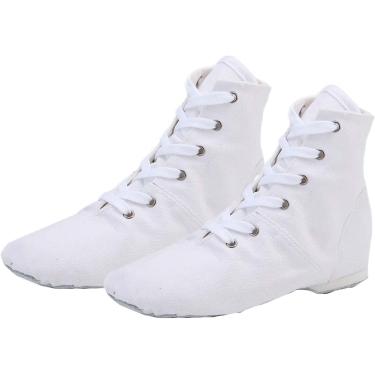 Imagem de Botas De Dança Jazz De Lona Feminina Sobre O Tornozelo Sapatos De Dança Moderna De Salão De Baile Para Crianças Adulto, White, 39 EU