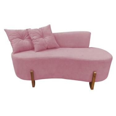 Imagem de Namoradeira Sofá Feijão Luna Orgânica Veludo Rosa - Mansão Decor