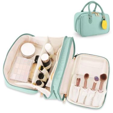 Imagem de Bolsa de maquiagem de viagem HauteHues Fashion Large Capacity Blue