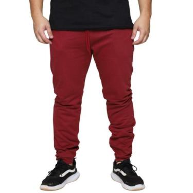 Imagem de Calça Moletom Jogger Masculino Flanelado Elastano Liso - GIP, Bordô, G