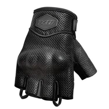 Imagem de Luva Motociclista Motoqueiro X11 Route 2 Meio Dedo Couro Legítimo Orig