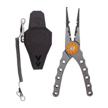 Imagem de KiBcsLic Alicate de pesca Ferramenta para pesca no gelo Removedor de anzol Cortador de trança portátil versátil resistente à água salgada Alicate de bico longo