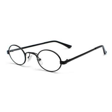 Imagem de Óculos de sol ovais de armação pequena para homens, metal, punk, retrô, redondo, steampunk, UV400 (C6 preto-transparente)