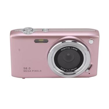 Imagem de Diydeg Câmera digital, 4K 58MP HD com foco automático, câmera compacta de apontar e disparar, dispositivo de vídeo com tela de 2,88 polegadas e zoom de 16X para fotografia de viagem (PINK)
