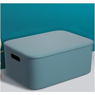 Imagem de Caixa De Armazenamento Com Tampa, Caixa De Lanche De Plástico Colorido Organizador De Classificação De Mesa Cesta De Armazenamento Portátil De Brinquedos De Cozinh, Blue, 10 * 14.2 * 6.3in
