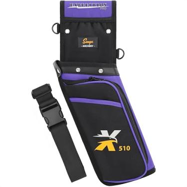 Imagem de SUNYA X510 Field & Competition Hip Arrow Quiver | Aljava de tiro com arco sem ruído de 3 compartimentos com sistema de armazenamento resistente (42 x 18 cm) (roxo, direita)