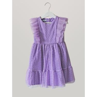 Imagem de Vestido Infantil Tule Poá Pliss - Elegância e Delicadeza para Festa e 