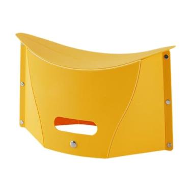 Imagem de menolana Banco dobrável portátil, cesto de mão, leve, compacto, assento baixo dobrável, banco de acampamento para compras, churrasco, biblioteca itinerante, Amarelo