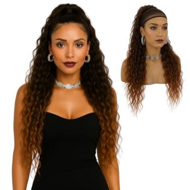 Imagem de Aplique Rabo de Cavalo Bio Vegetal Modelo Carol – 100% Fibra Futura, 70 cm, Textura de Cacho Aberto, Resistente até 180°C. Fácil Aplicação e Naturalidade Impecável. (Ombre Castanho/Loiro Escuro)