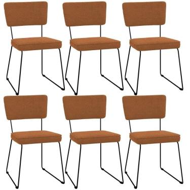 Imagem de Kit 06 Cadeiras Decorativas Estofada Base De Aço Allana L02 Bouclê Terracota - Lyam Decor