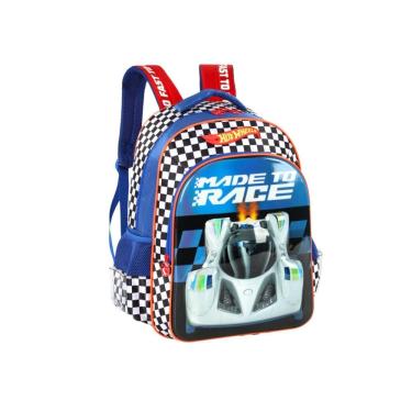 Imagem de Mochila Escolar De Costas Hotwheels Inf - Azul