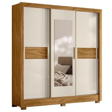 Imagem de Guarda Roupa Casal Bahamas 3 Portas Freijó Off White Com Espelho - Moval