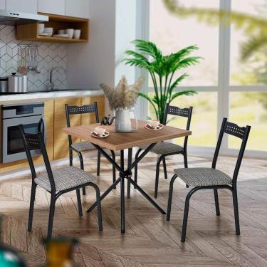 Imagem de Mesa Pequena Para Cozinha 4 Cadeiras Preto Carvalho Manteiga Ash Slim Shop JM