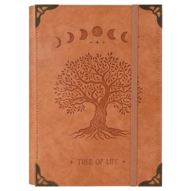 Imagem de TIEFOSSI A5 Pasta de 6 anéis para mulher e homem, diário de couro PU com tampa dura, diários árvore vintage, caderno retificado para a escola, agenda, viagens, trabalho, organizador