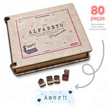 Imagem de Kit Alfabeto Premium - kit com 80 carimbos em uma linda caixinha de mdf